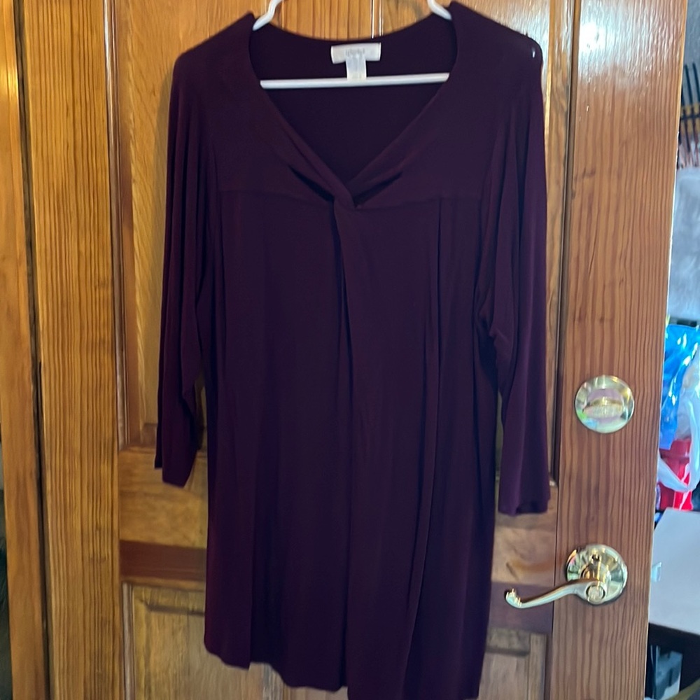 CJ Banks Maroon Tunic Style Top Size X